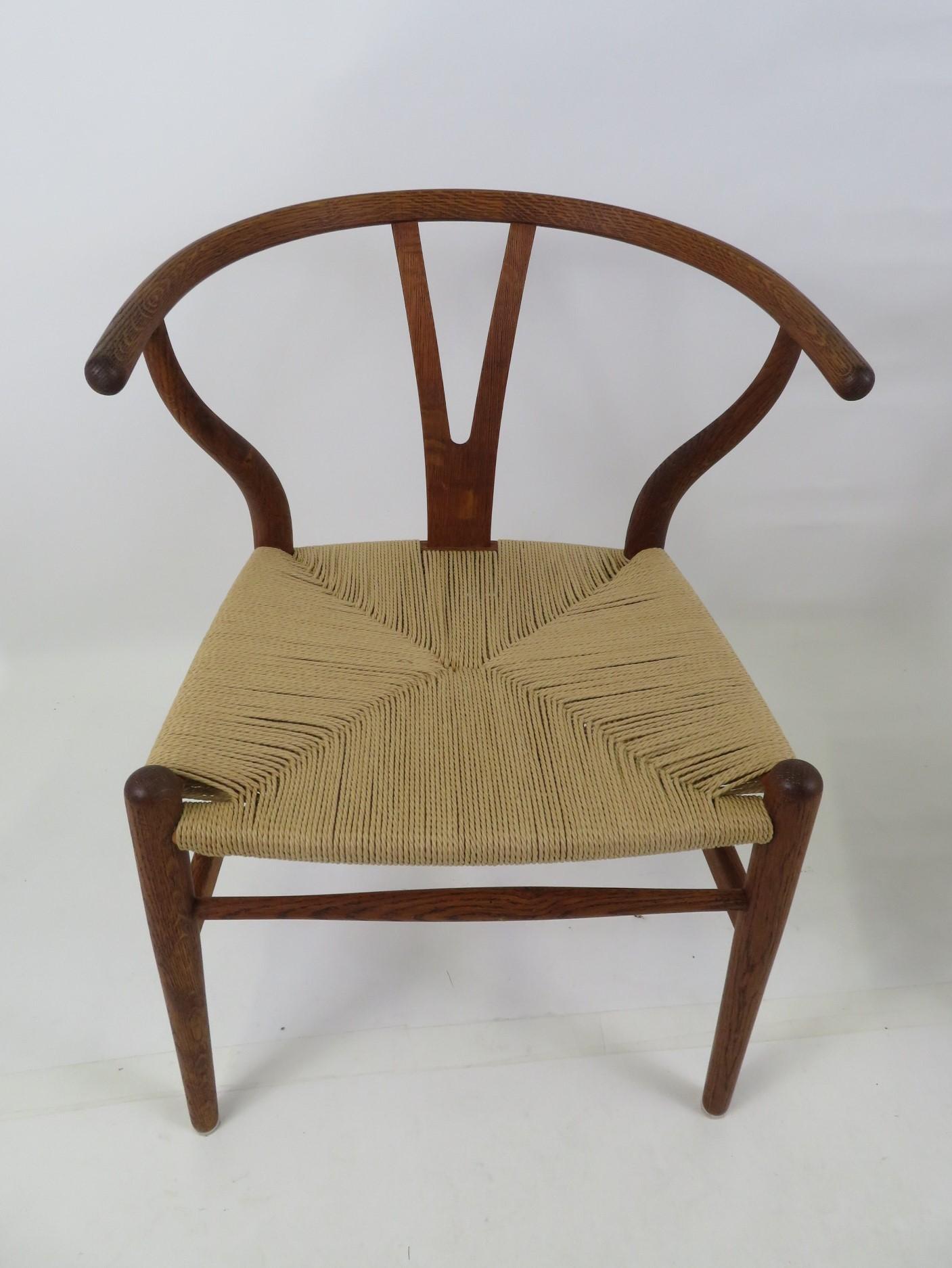 Pair Vintage Hans Wegner CH24 Wishbone Oak Chairs by Carl Hansen Denmark 1960s 2