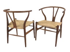 Pair Vintage Hans Wegner CH24 Wishbone Oak Chairs by Carl Hansen Denmark 1960s