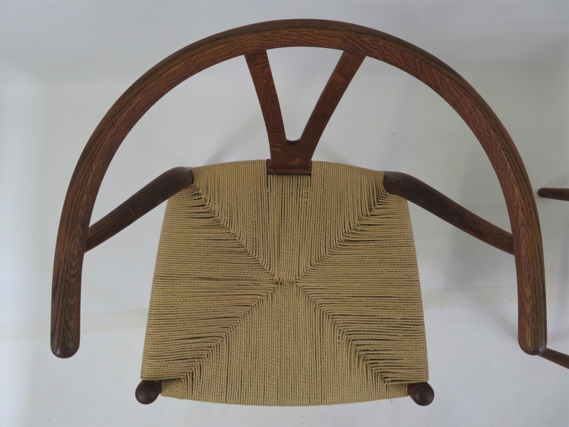 Bentwood Pair Vintage Hans Wegner CH24 Wishbone Oak Chairs by Carl Hansen Denmark 1960s