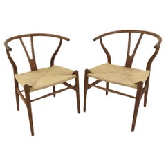 Pair Vintage Hans Wegner CH24 Wishbone Oak Chairs by Carl Hansen Denmark 1960s