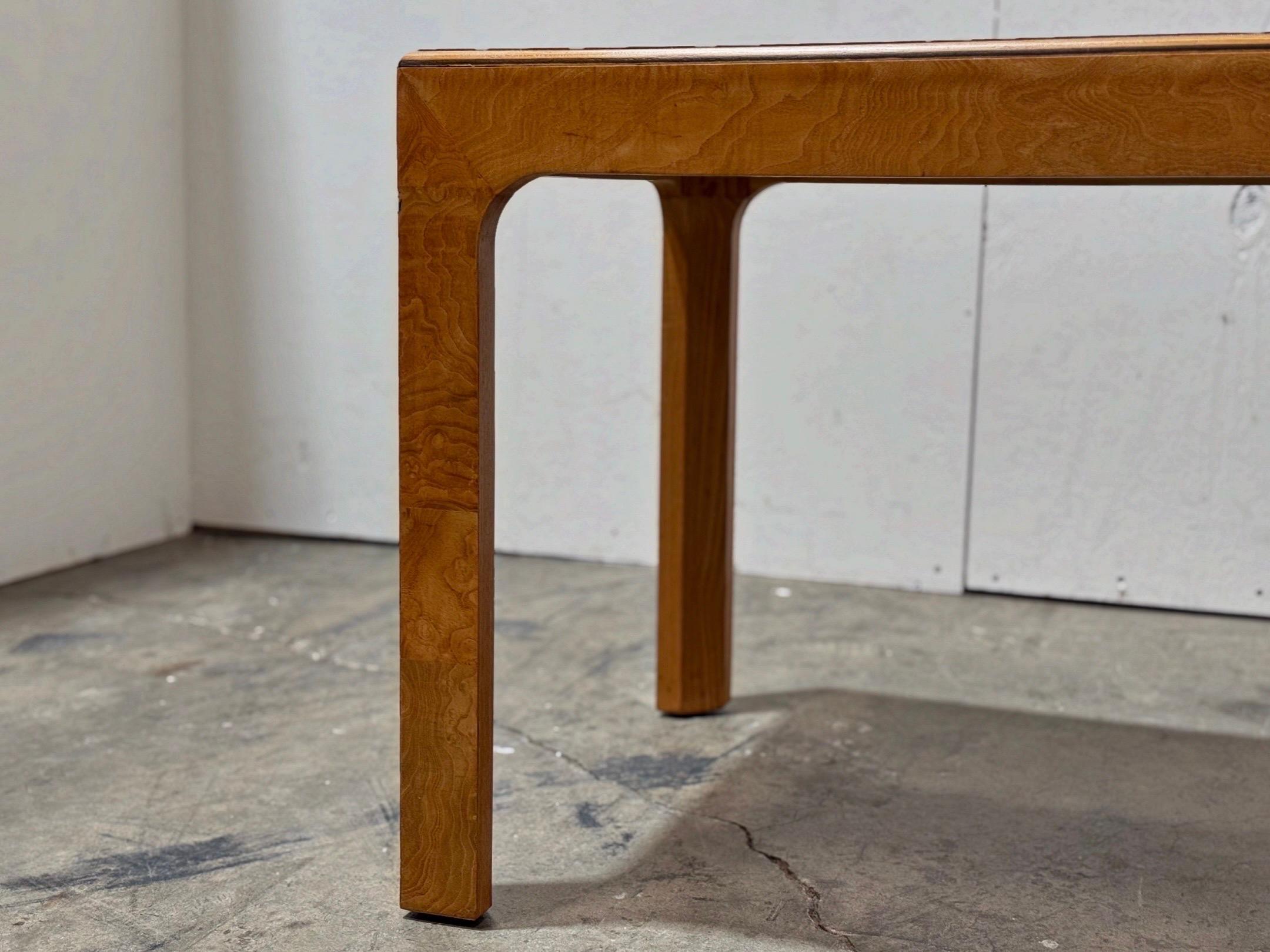 Pair Vintage Henedon Scene Two Burl End Tables - Parsons Style Midcentury Modern 3