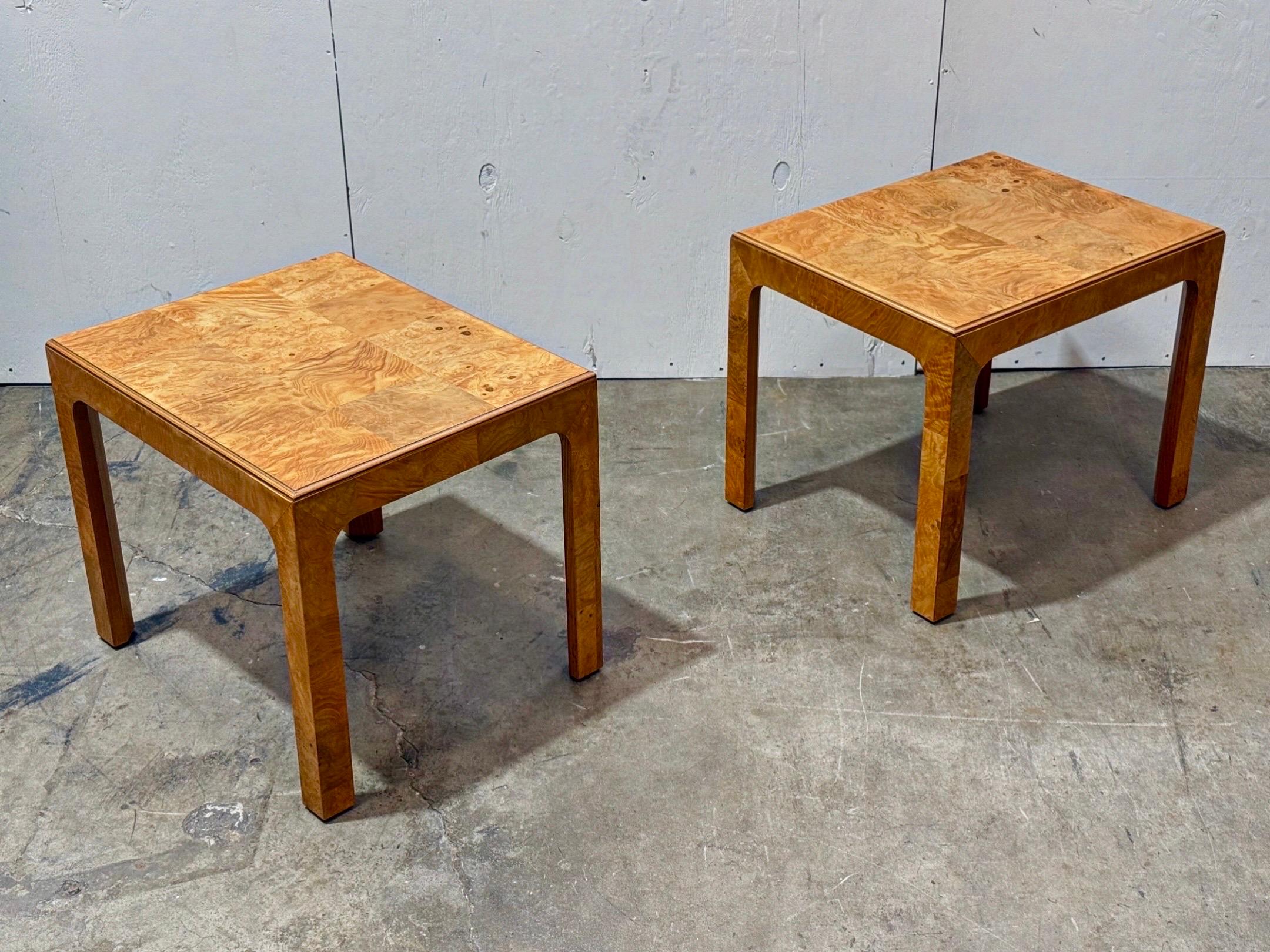 Pair Vintage Henedon Scene Two Burl End Tables - Parsons Style Midcentury Modern 4