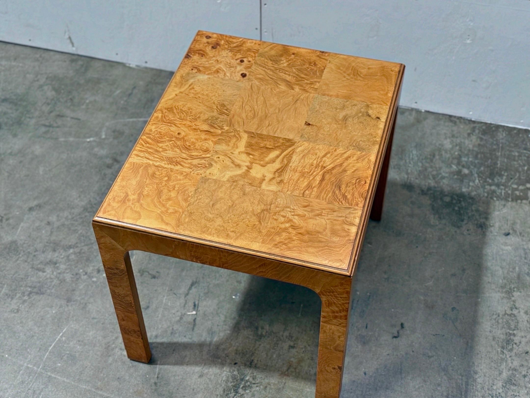 Pair Vintage Henedon Scene Two Burl End Tables - Parsons Style Midcentury Modern 1