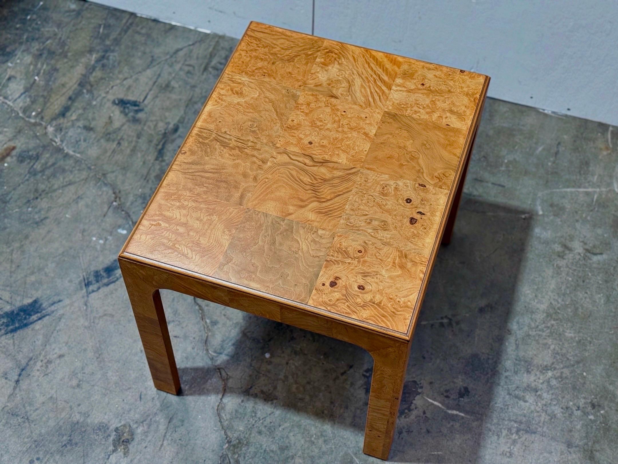 Pair Vintage Henedon Scene Two Burl End Tables - Parsons Style Midcentury Modern 2