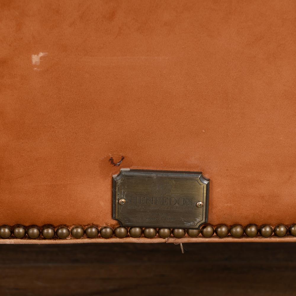 Pair of Vintage Henredon Brown Leather Wingback Armchairs, USA, circa 1970 6