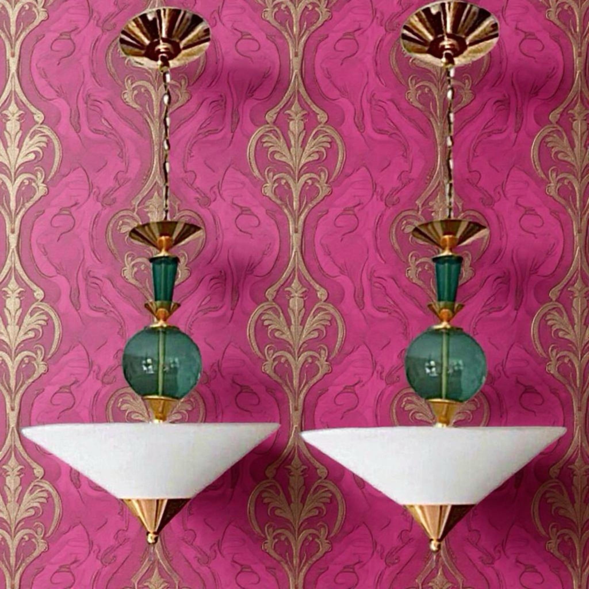 Mid-Century Modern Pair Vintage Hivo Van Teal Mid Century Lucite Brass Elegant Hanging Pendants For Sale