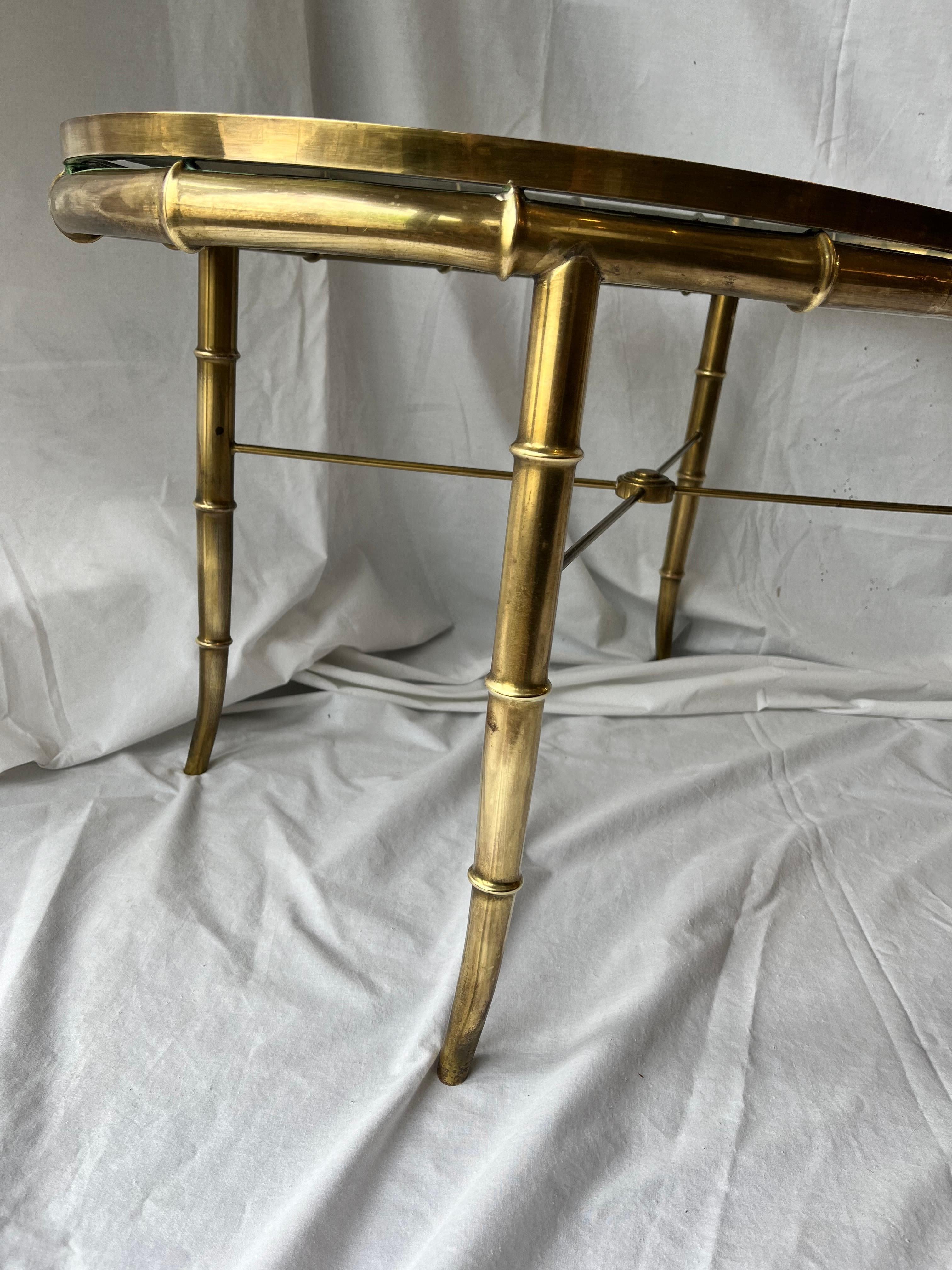 Pair Vintage Italian Brass Faux Bamboo Side or End Tables Style of Mastercraft For Sale 2