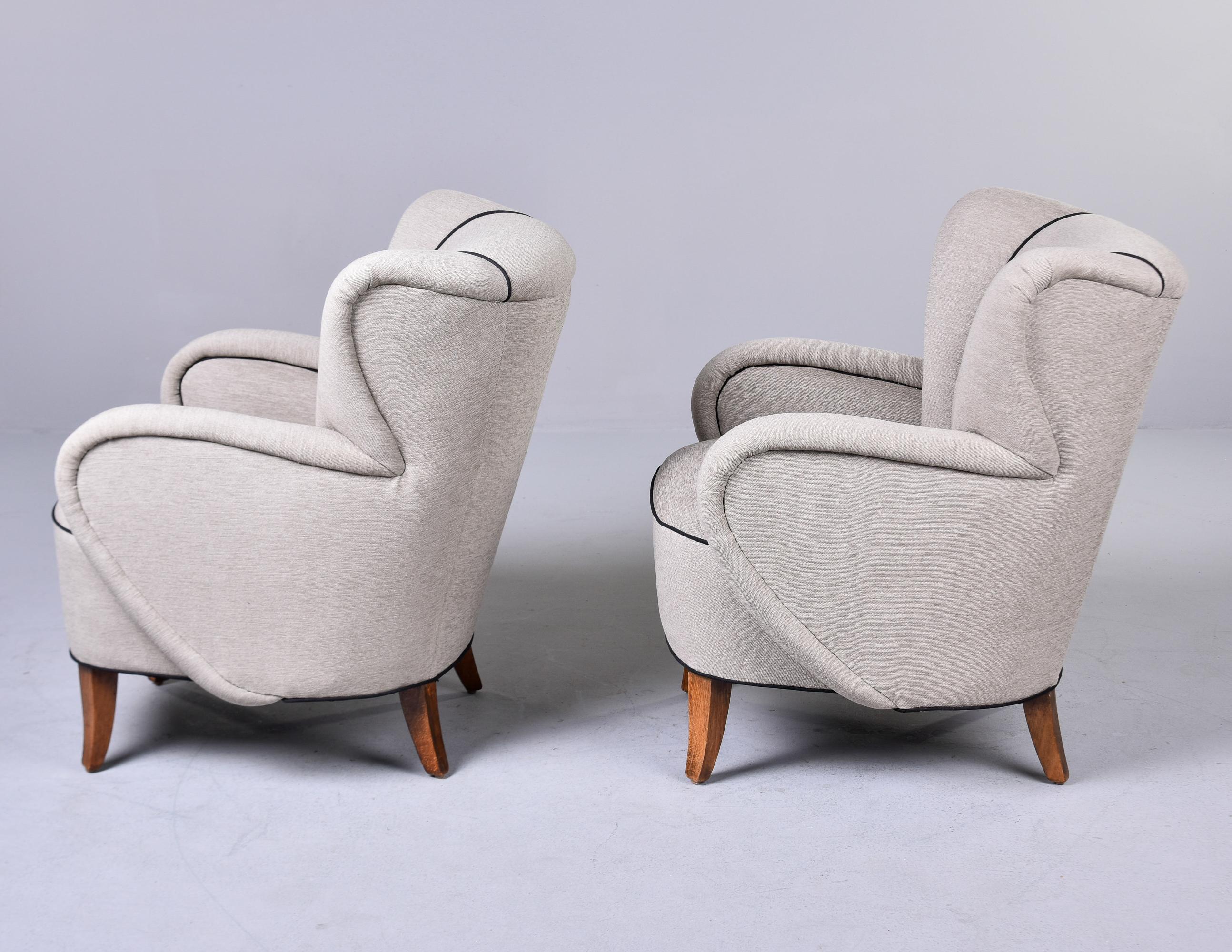 Mid-Century Modern Pair Vintage Italian Channel Back Chairs with New Upholstery For Sale