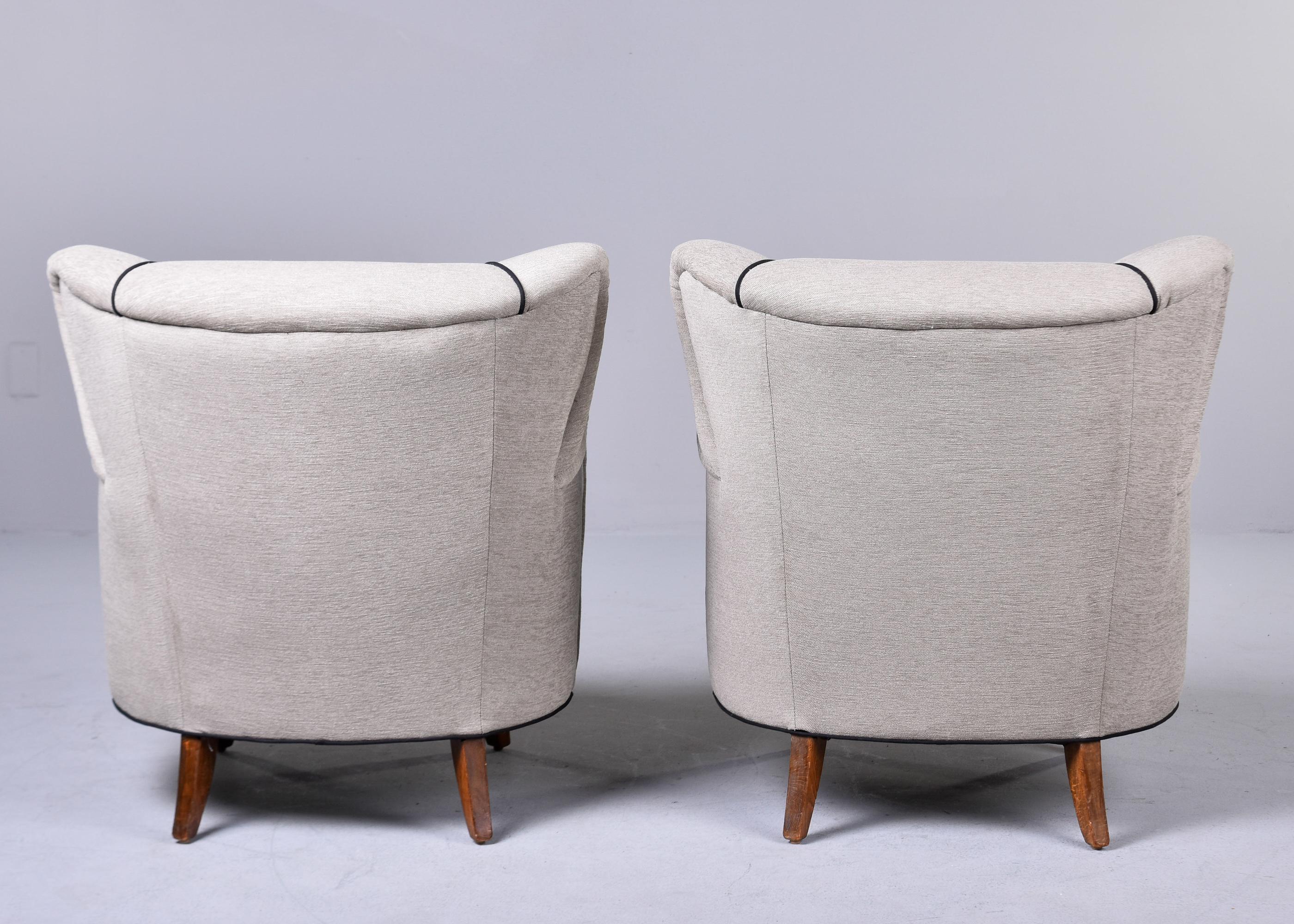 20th Century Pair Vintage Italian Channel Back Chairs with New Upholstery For Sale