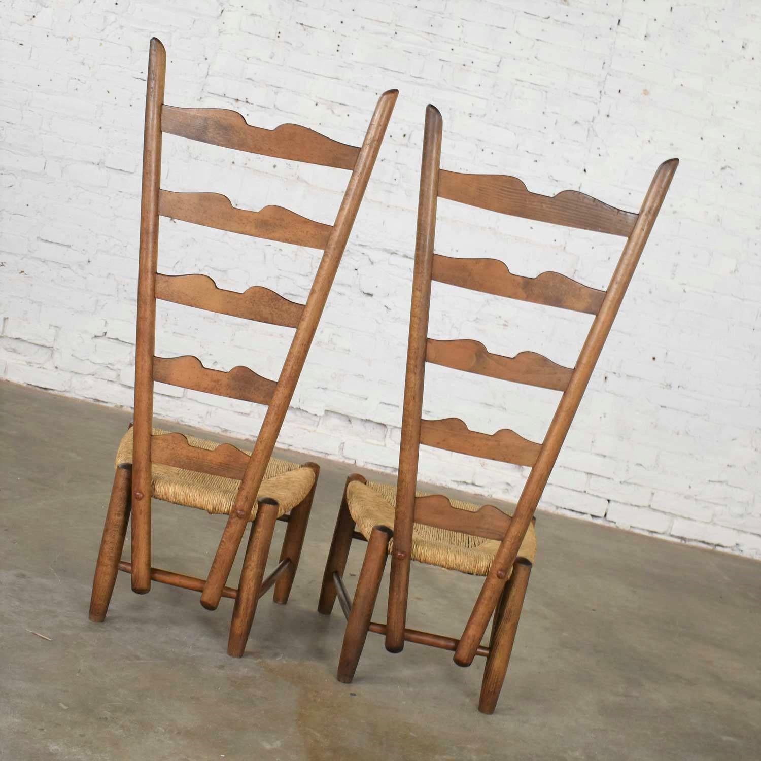 Pair of Vintage Fireside Ladderback Chairs by Gio Ponti for Casa e Giardino 2