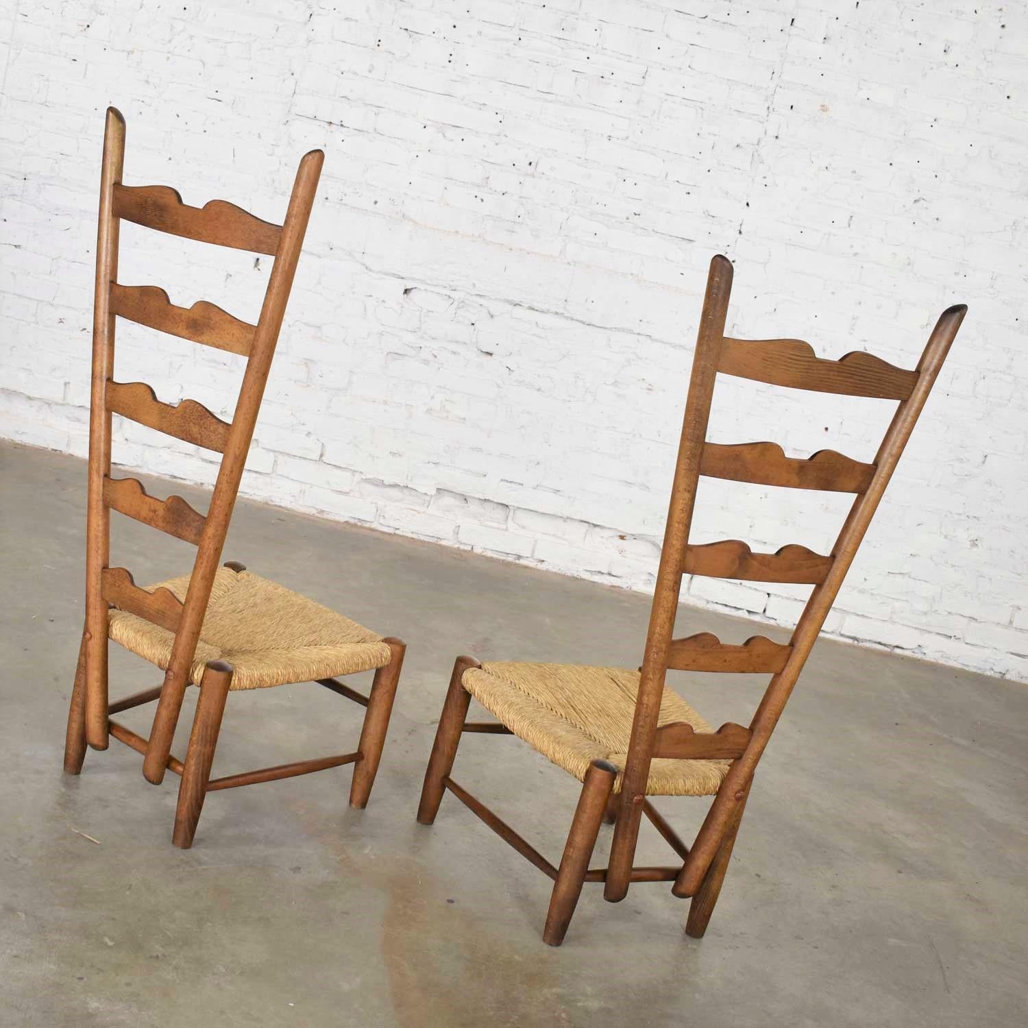 Pair of Vintage Fireside Ladderback Chairs by Gio Ponti for Casa e Giardino 3