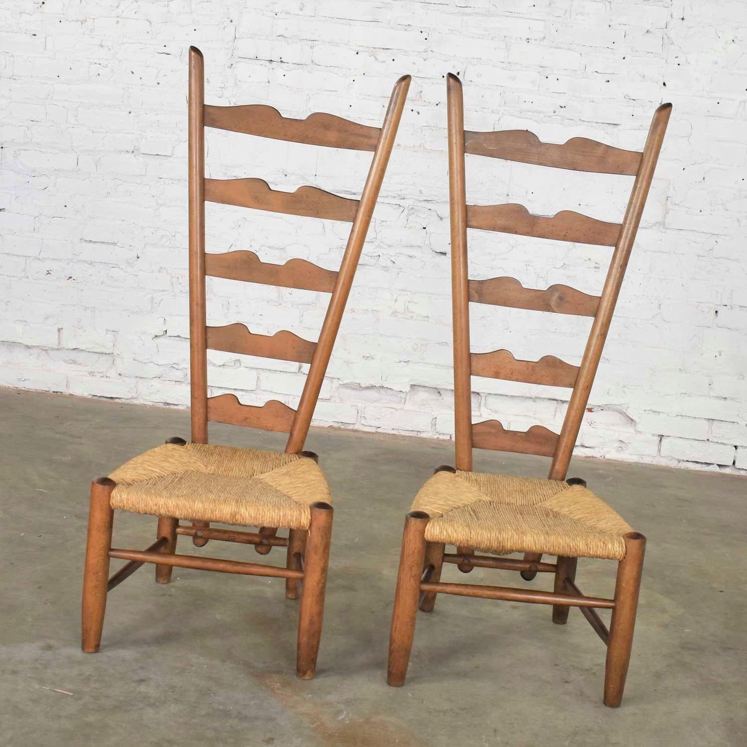 Mid-Century Modern Pair of Vintage Fireside Ladderback Chairs by Gio Ponti for Casa e Giardino