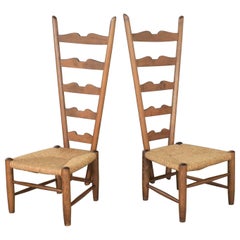 Pair of Retro Fireside Ladderback Chairs by Gio Ponti for Casa e Giardino