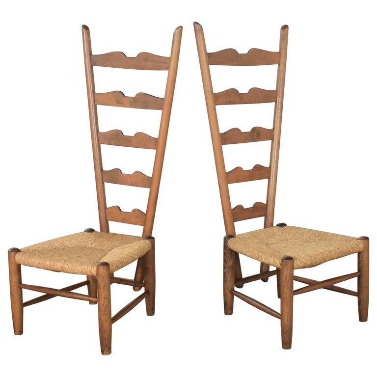 Gio Ponti for Casa e Giardino pair of ladder-back chairs, ca. 1939, offered by Warehouse 414