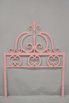 Pair of Italian Gothic Iron Hollywood Regency Twin or King Size Bed Headboard