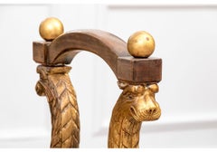 Pair Vintage Italian Regency Style Carved & Gilt Upholstered Window Benches