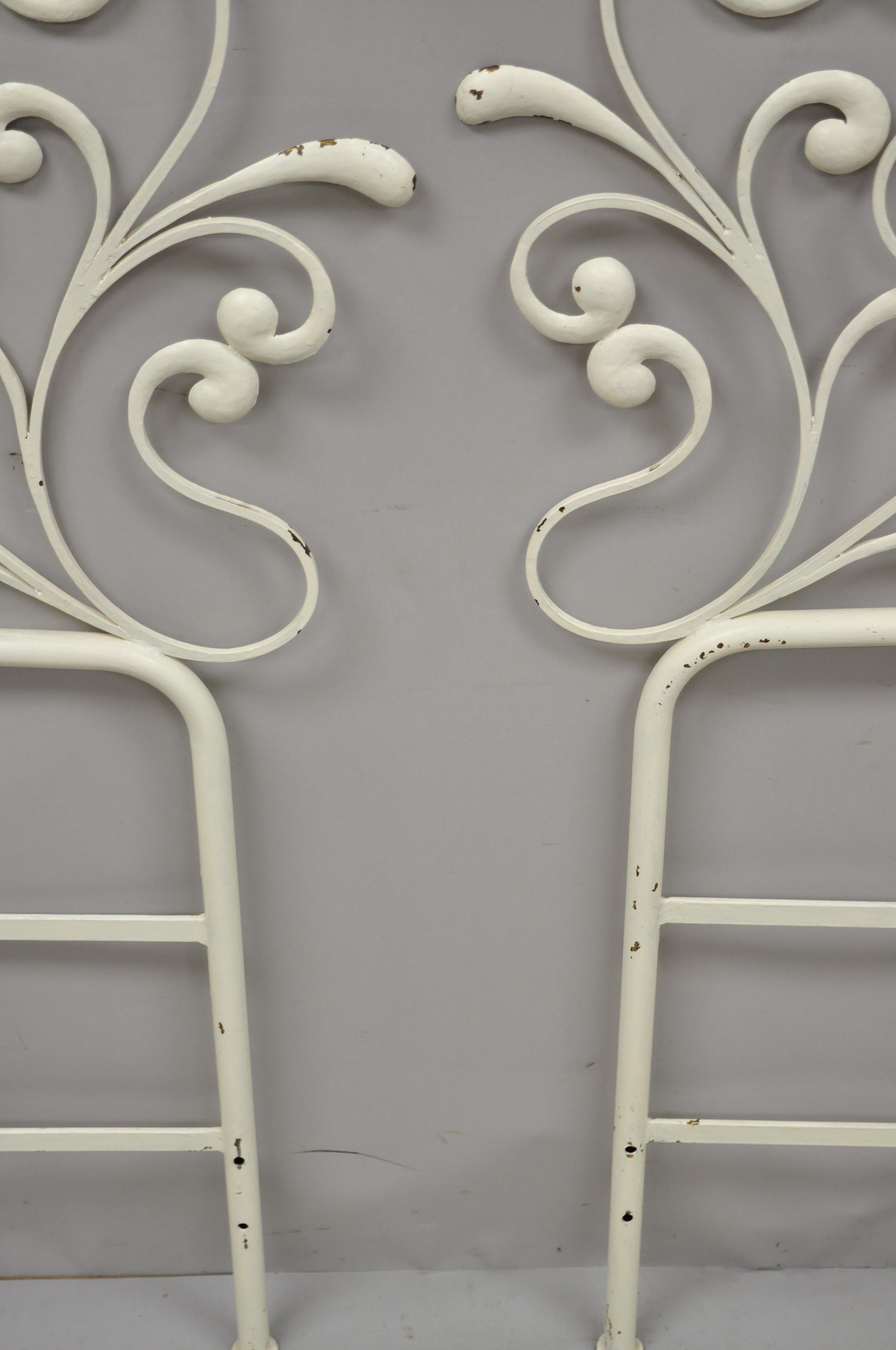 Pair of Vintage Italian Rococo Hollywood Regency Ornate Iron Twin Bed Headboard In Good Condition In Philadelphia, PA