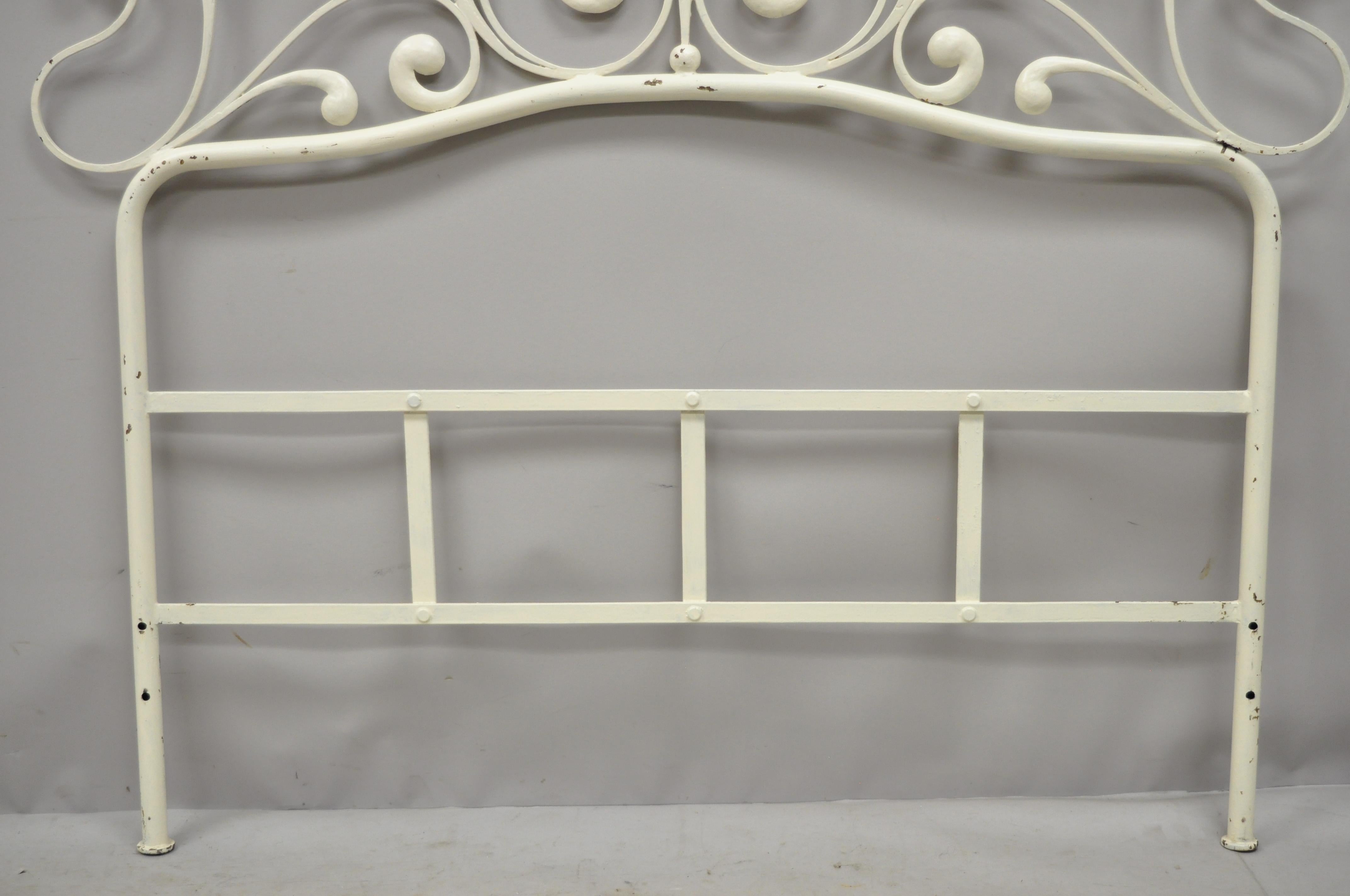 Wrought Iron Pair of Vintage Italian Rococo Hollywood Regency Ornate Iron Twin Bed Headboard