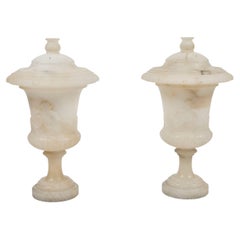 Paar Vintage Italian Lamps Kleine Alabaster-Urne mit Deckel