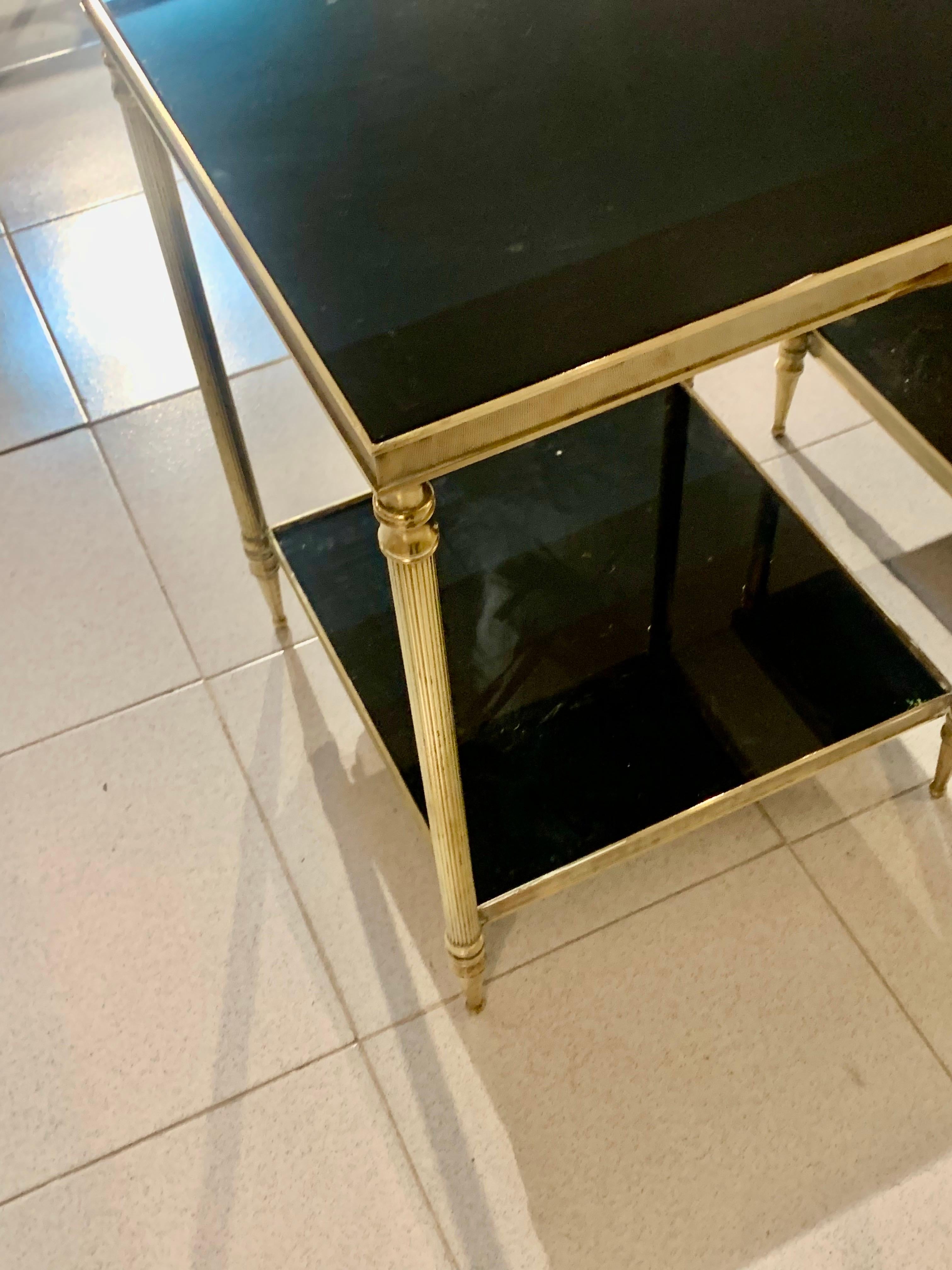 Pair Vintage Jansen Style Brass Side Tables For Sale 5
