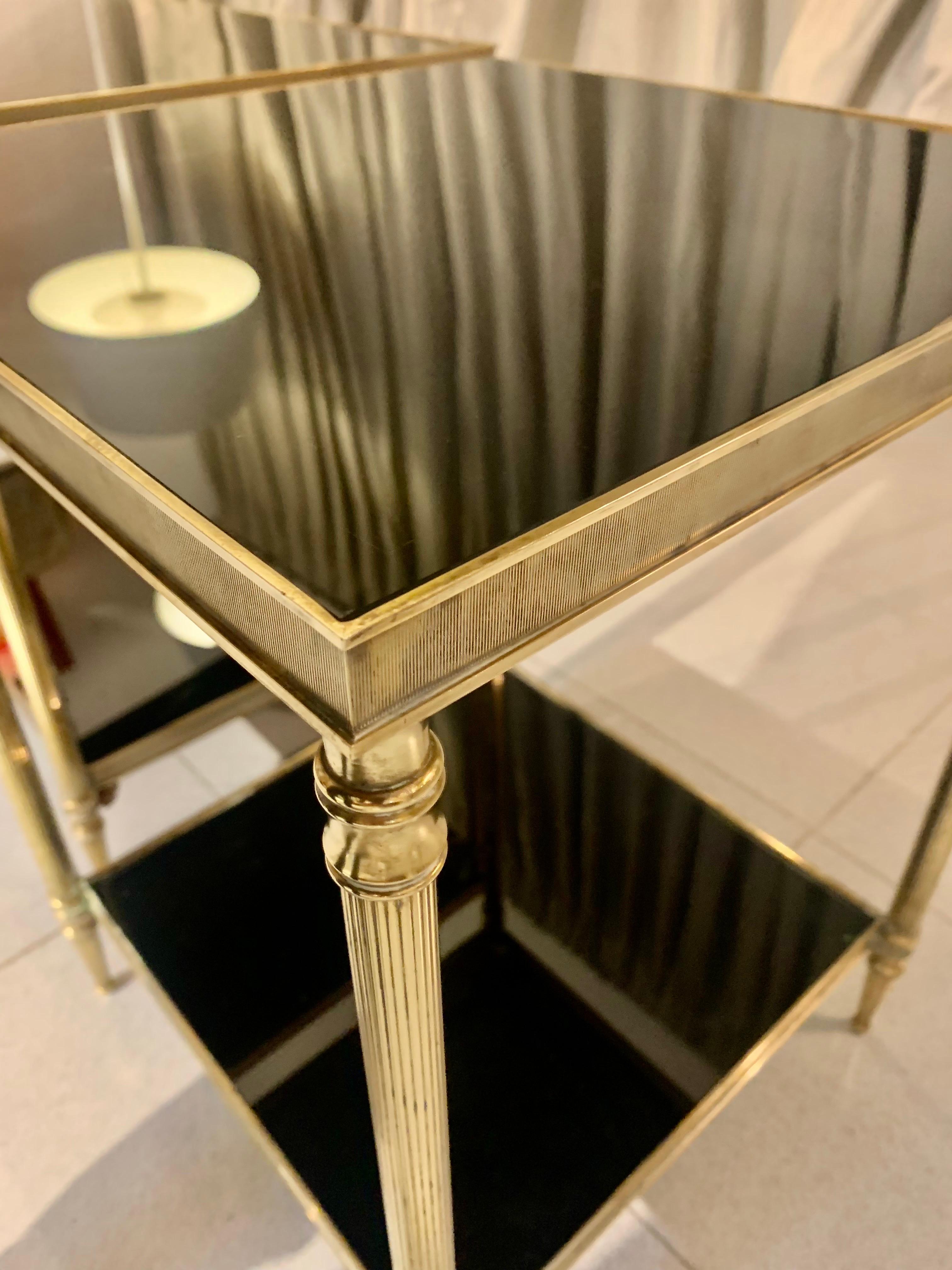 Pair Vintage Jansen Style Brass Side Tables In Good Condition For Sale In Madrid, ES