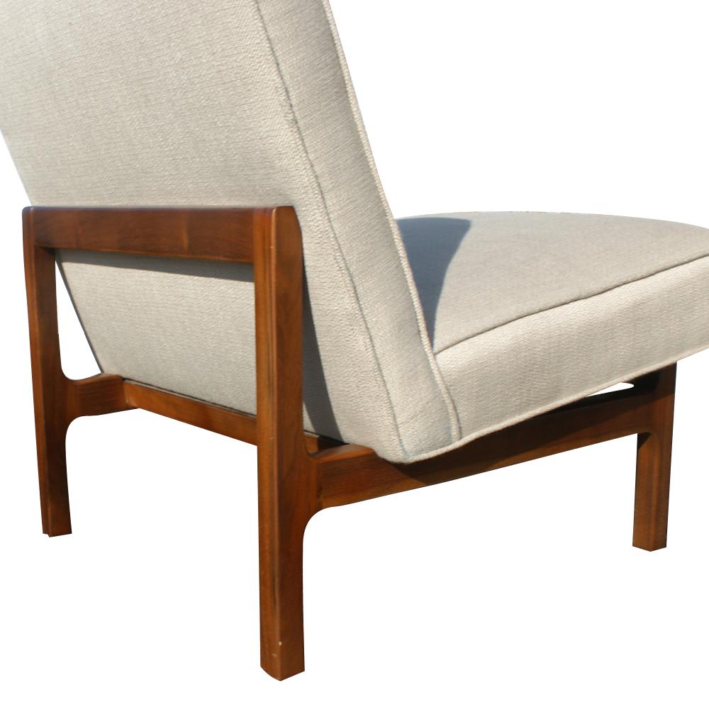 American Pair of Vintage Jens Risom Walnut Lounge Slipper Chairs