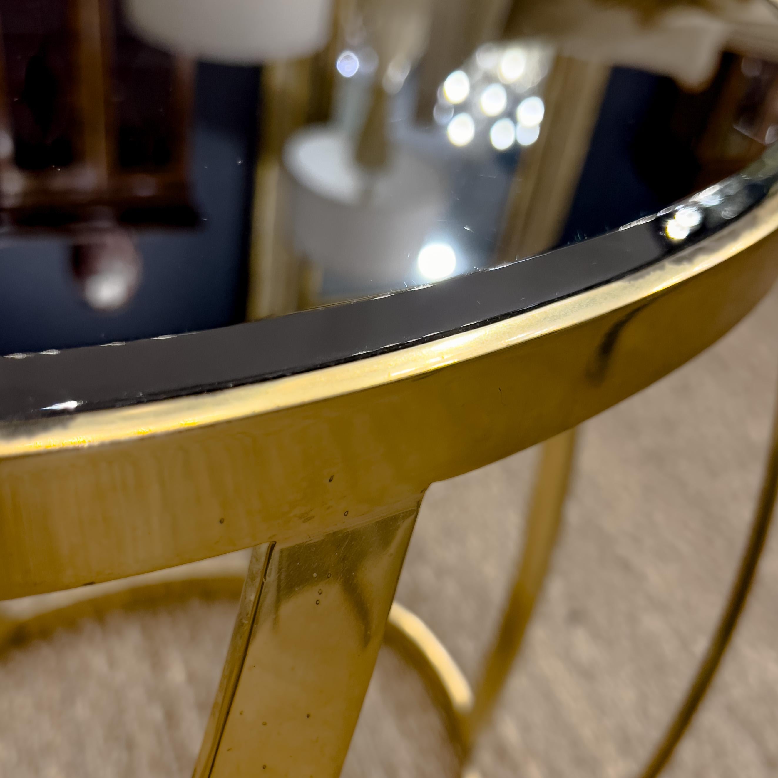 Pair of Vintage Karl Springer Onyx and Brass Side Tables For Sale 4