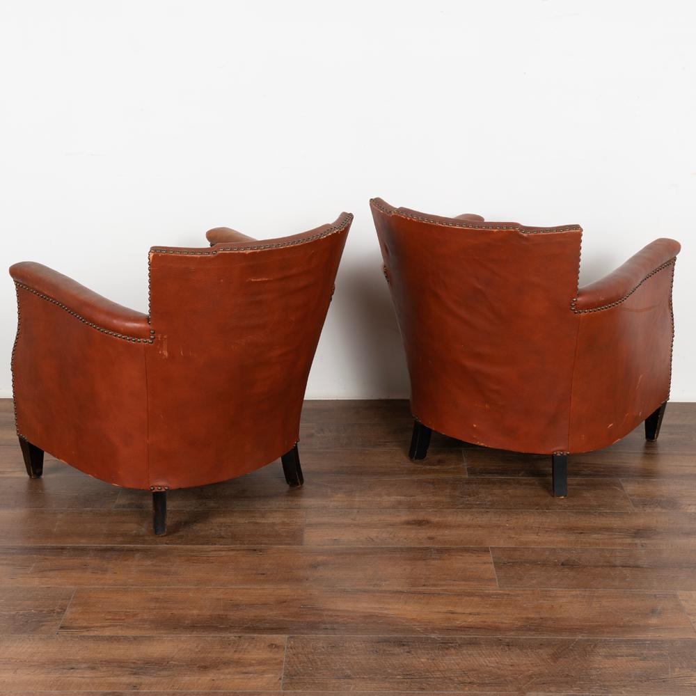 Pair, Vintage Leather Club Chairs by Otto Schulz, Sweden circa 1920-40 6