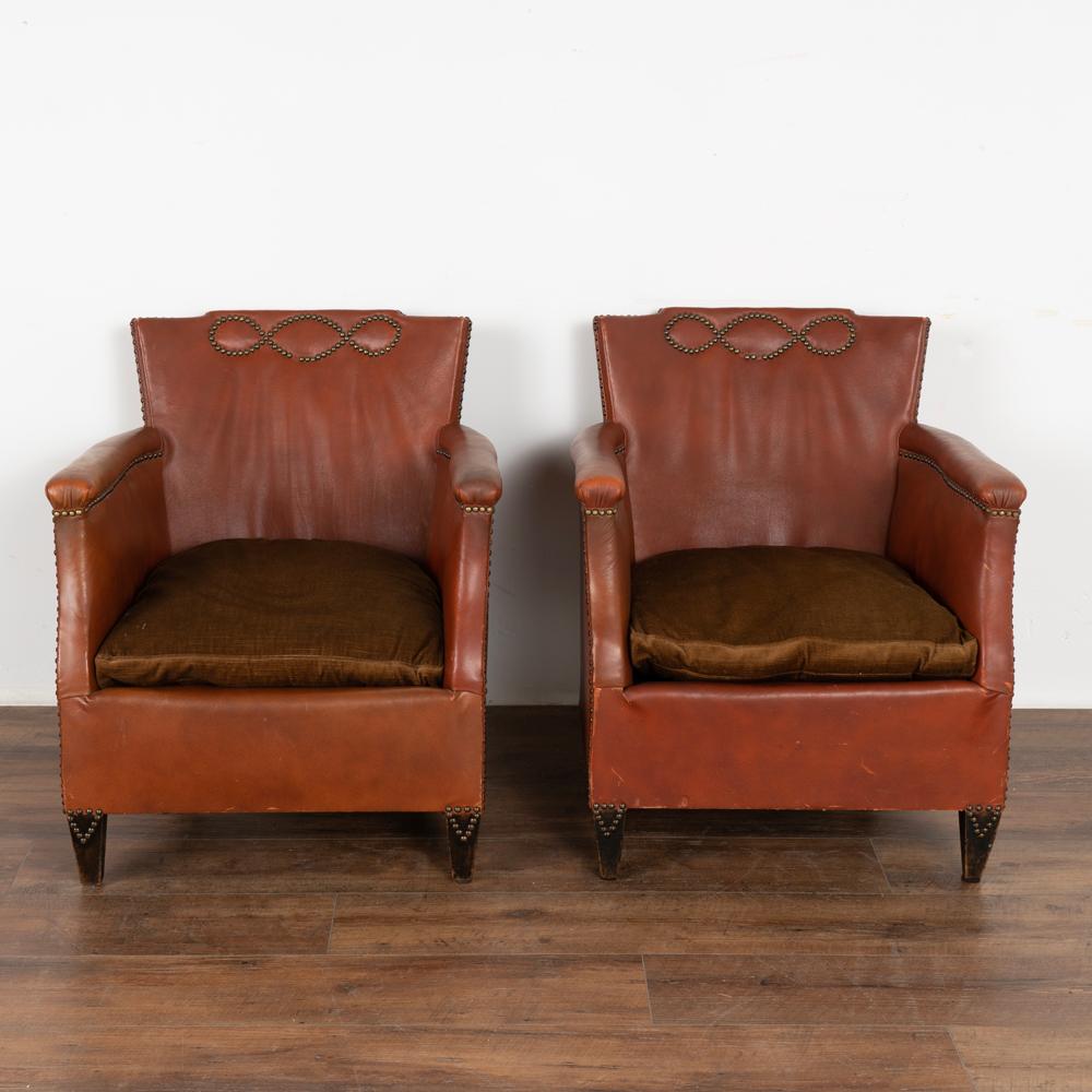 Chesterfield Pair, Vintage Leather Club Chairs by Otto Schulz, Sweden circa 1920-40