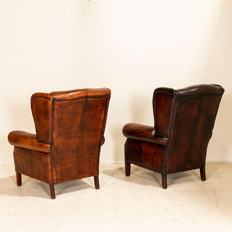 Belgian Pair of Vintage Leather Club Chairs