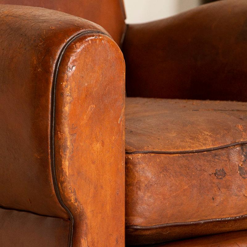 Pair, Vintage Leather Club Chairs from France 2