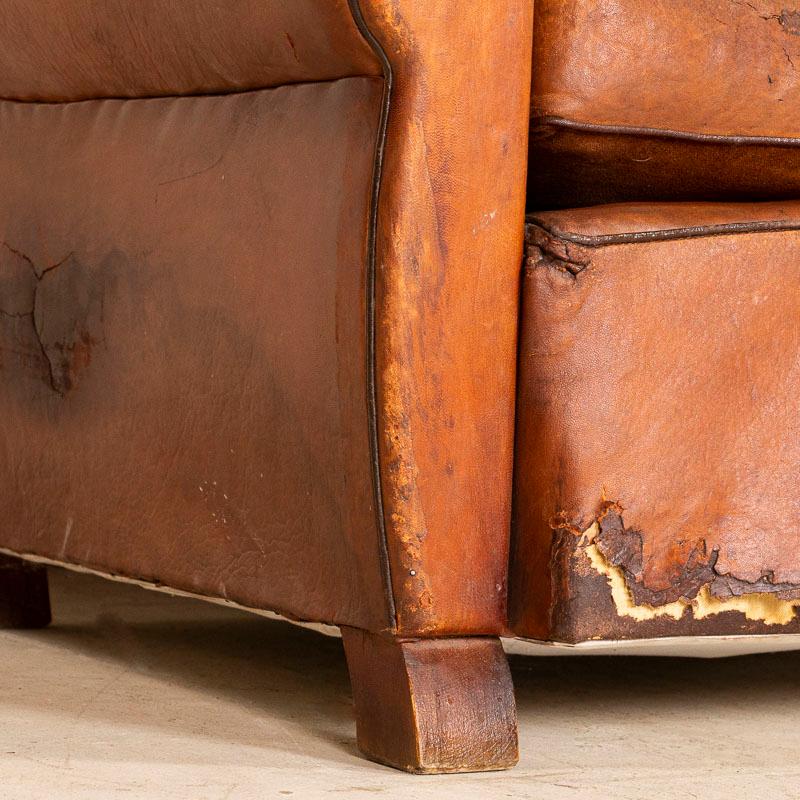 Pair, Vintage Leather Club Chairs from France 3