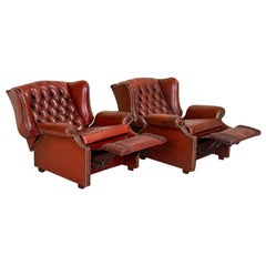 Pair, Vintage Leather Recliner Chairs