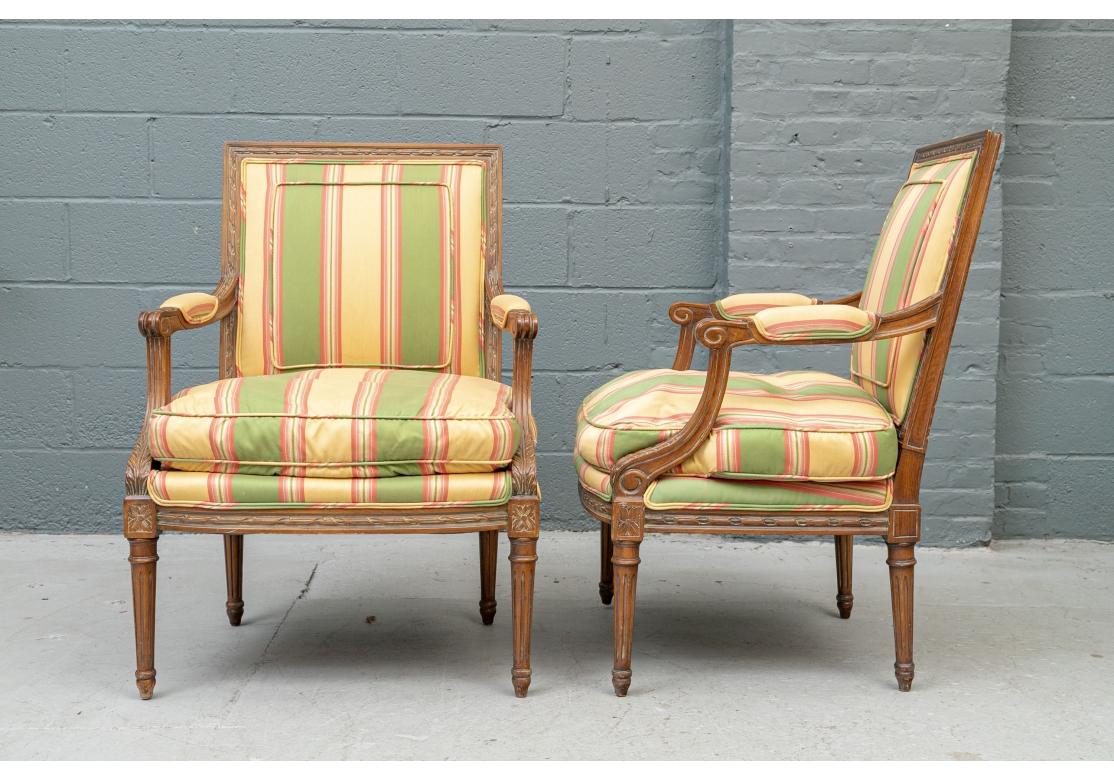Louis XVI Pair Vintage Louis LXI Style Lounge Chairs Attributed to the Baker Furniture For Sale