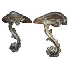 Paar Vintage Louis XV Rokoko geschnitzt Giltwood Wandkonsolen / Konsolen