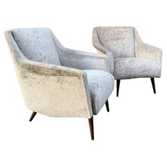 Pair vintage Carlo de Carli Lounge Chairs 802 upholstered in Fendi Casa Velvet