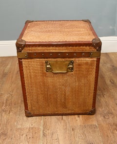 Pair Vintage Luggage Trunks Reed Steamer Case Table