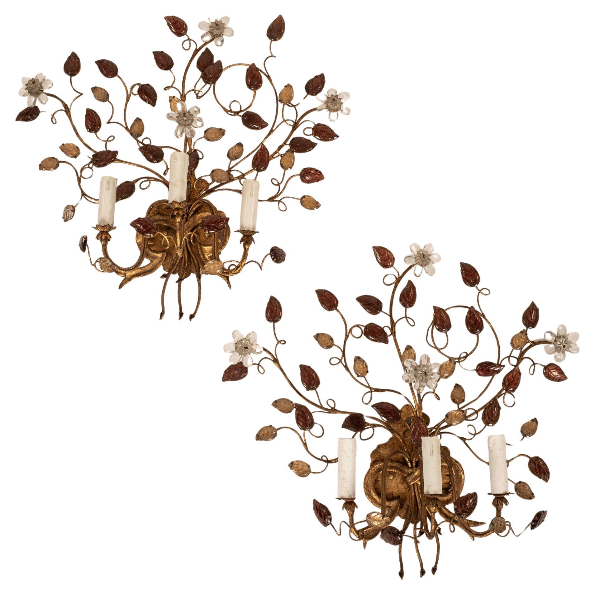 Pair Vintage Maison Jansen Style Wall Sconces im Angebot