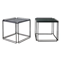 Pair Vintage Max Sauze Architectural Metal Side Table