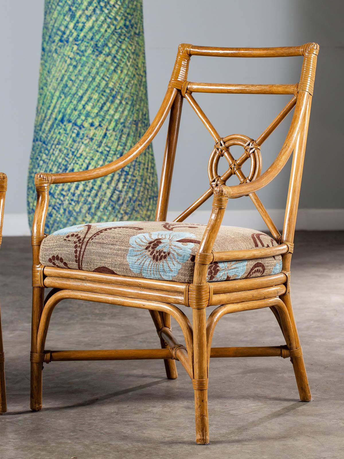 Mid-Century Modern Pair of Vintage McGuire Bamboo Target Design Chairs, circa 1970