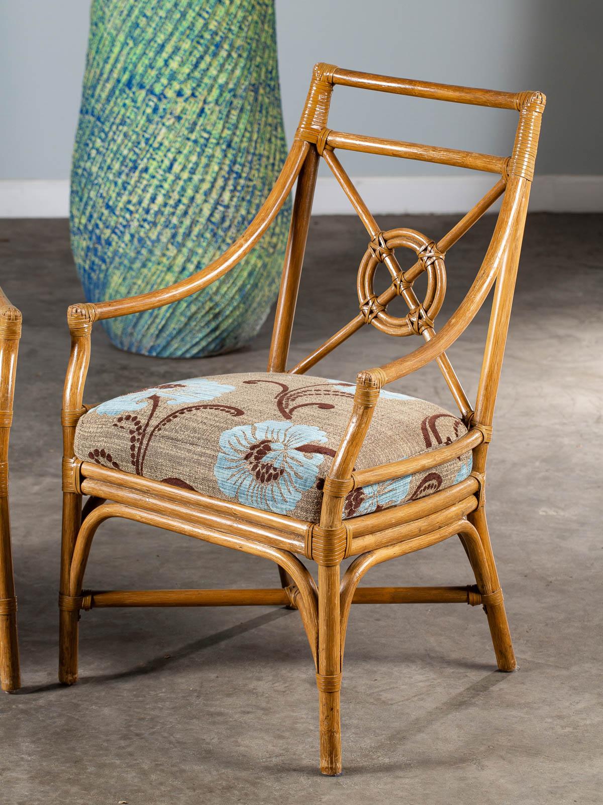 Hand-Crafted Pair of Vintage McGuire Bamboo Target Design Chairs, circa 1970
