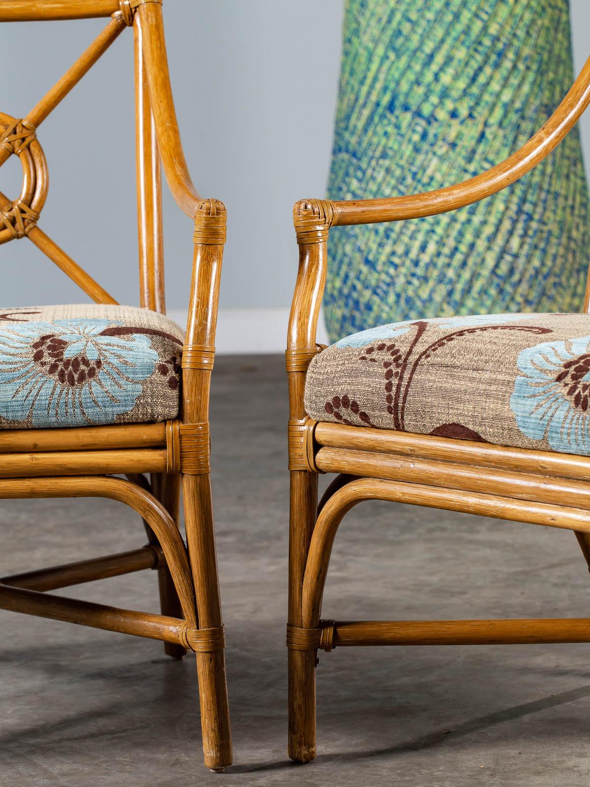 Pair of Vintage McGuire Bamboo Target Design Chairs, circa 1970 In Good Condition In Houston, TX