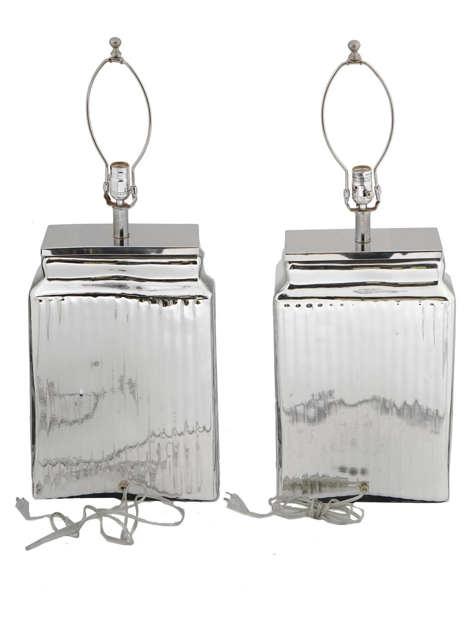 American Pair Vintage Mercury Glass Table Lamps For Sale