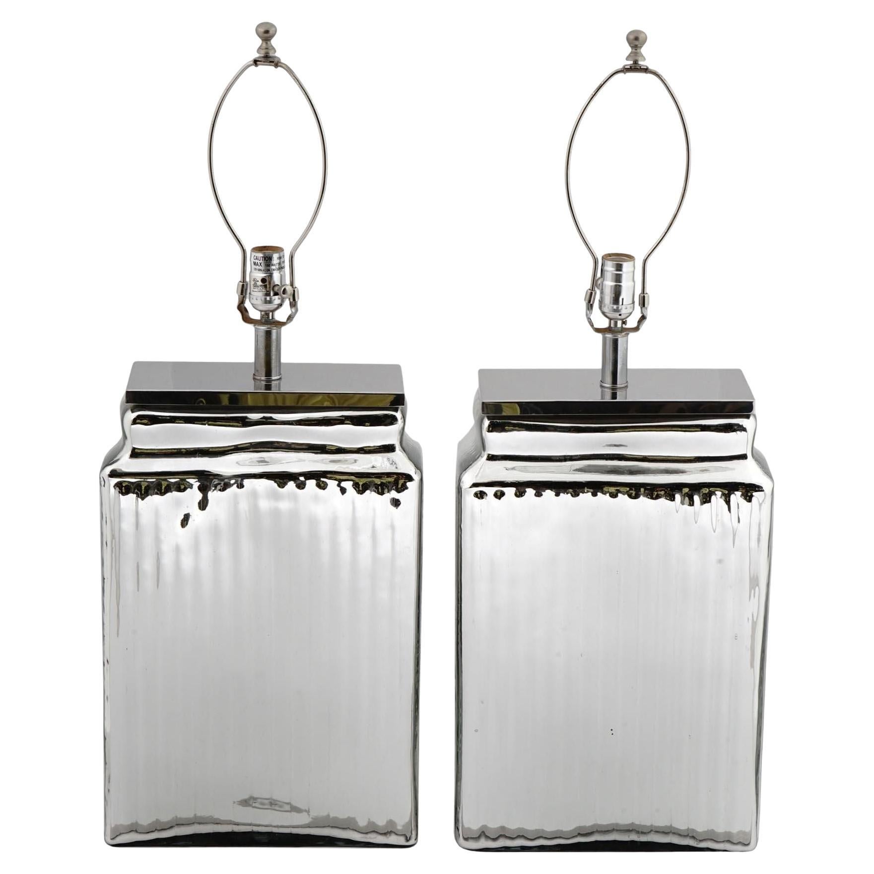 Pair Vintage Mercury Glass Table Lamps