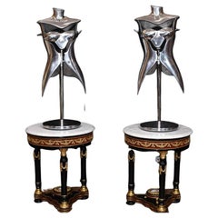 Pair Vintage Metal Mannequin Table Lamps Lights Architectural Salvage