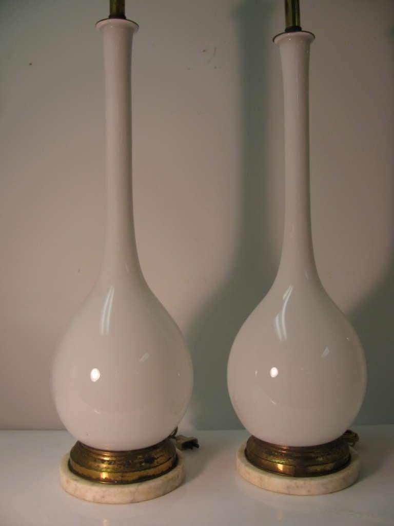 italien Paire de Lampes de Table Vintage en Verre de Murano avec Boîtier Milieu de Siècle par Archimede Segus en vente