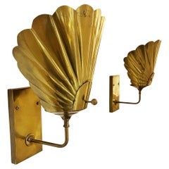 Pair Vintage MidCentury Italian Modern Wall Sconces / Lights in Patinated Brass
