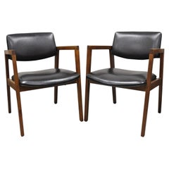 Pair Vintage Mid-Century Modern Walnut Arm Chair Lounge Chair by United Chair Co