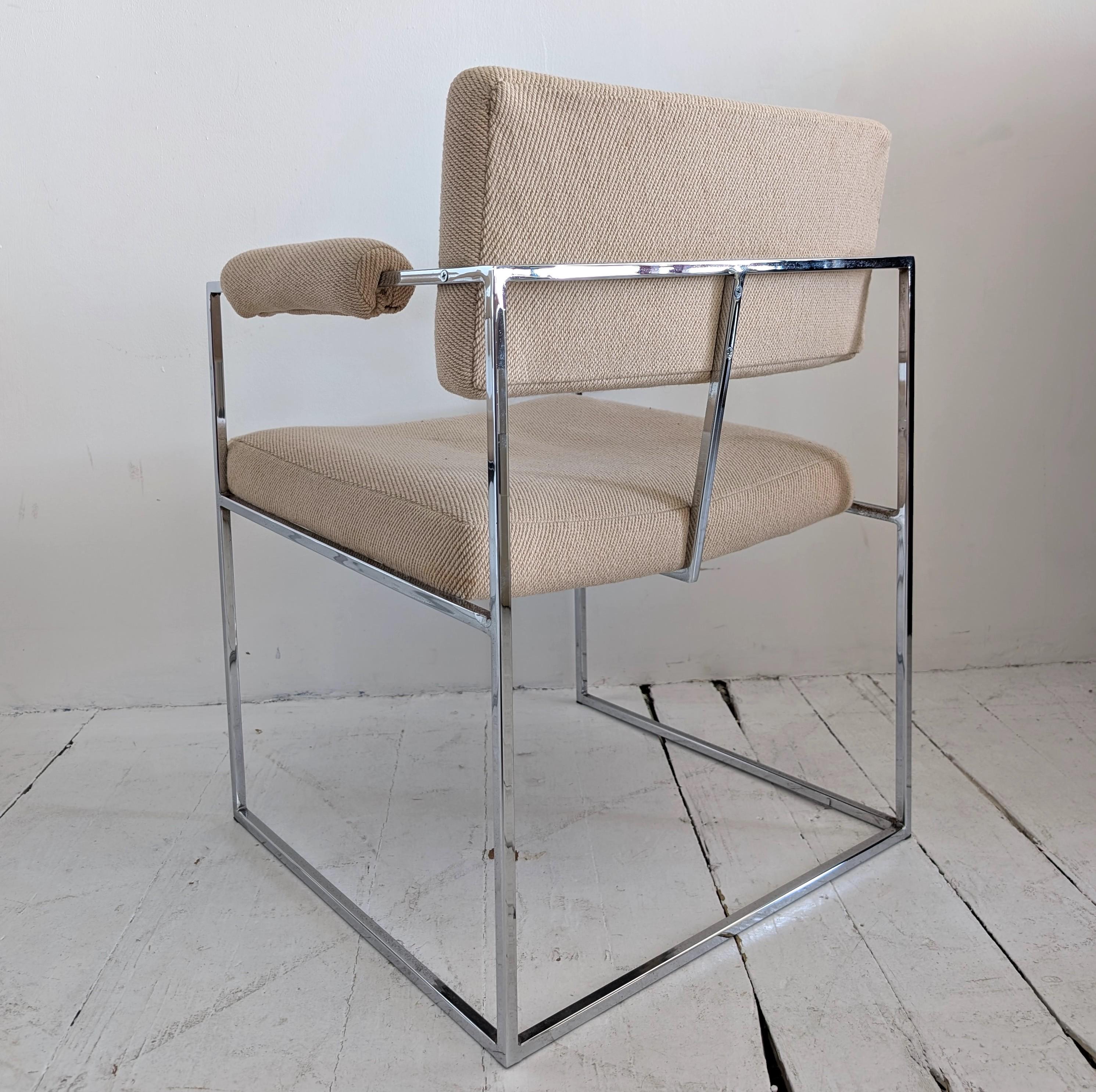 Pair vintage midcentury Milo Baughman model 1188 Thin Line small chrome chairs im Angebot 5