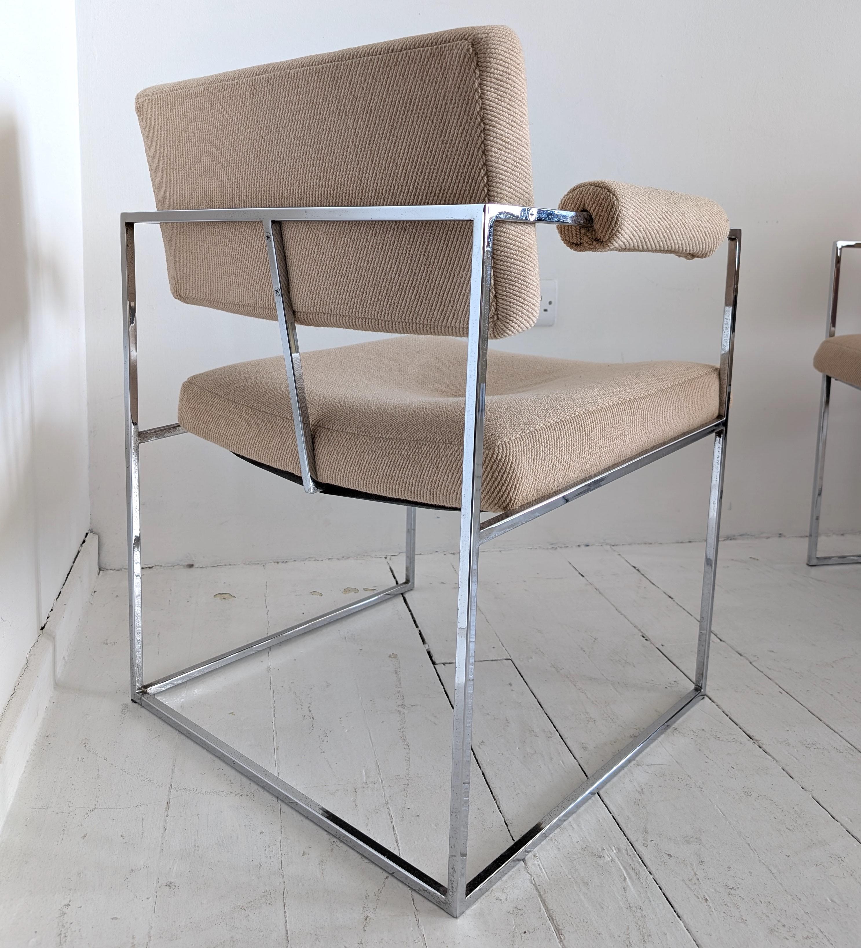 Pair vintage midcentury Milo Baughman model 1188 Thin Line small chrome chairs im Angebot 6